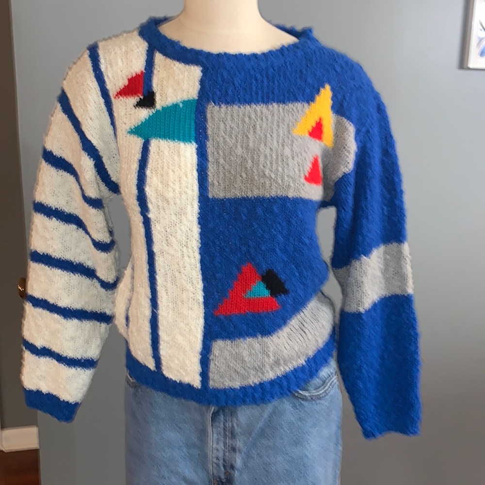 Vintage art, deco, crewneck sweater, small